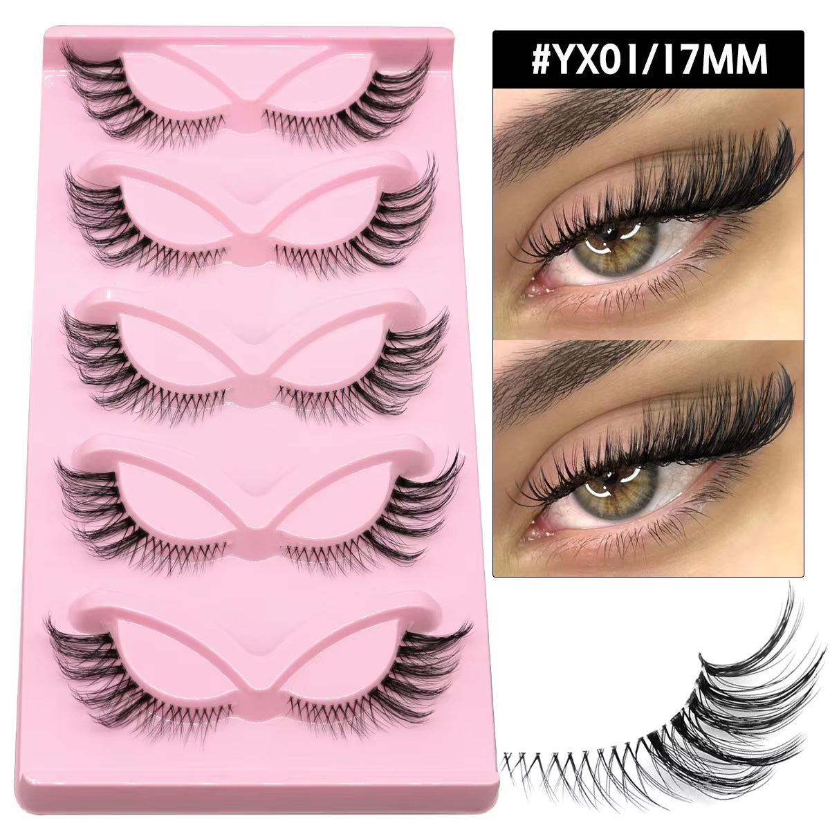 5 Pairs Cat Eye Eyelashes Fox Eye False Eyelashes Faux Mink Lashes Natural Look Eyelashes Lash Extension Makeup