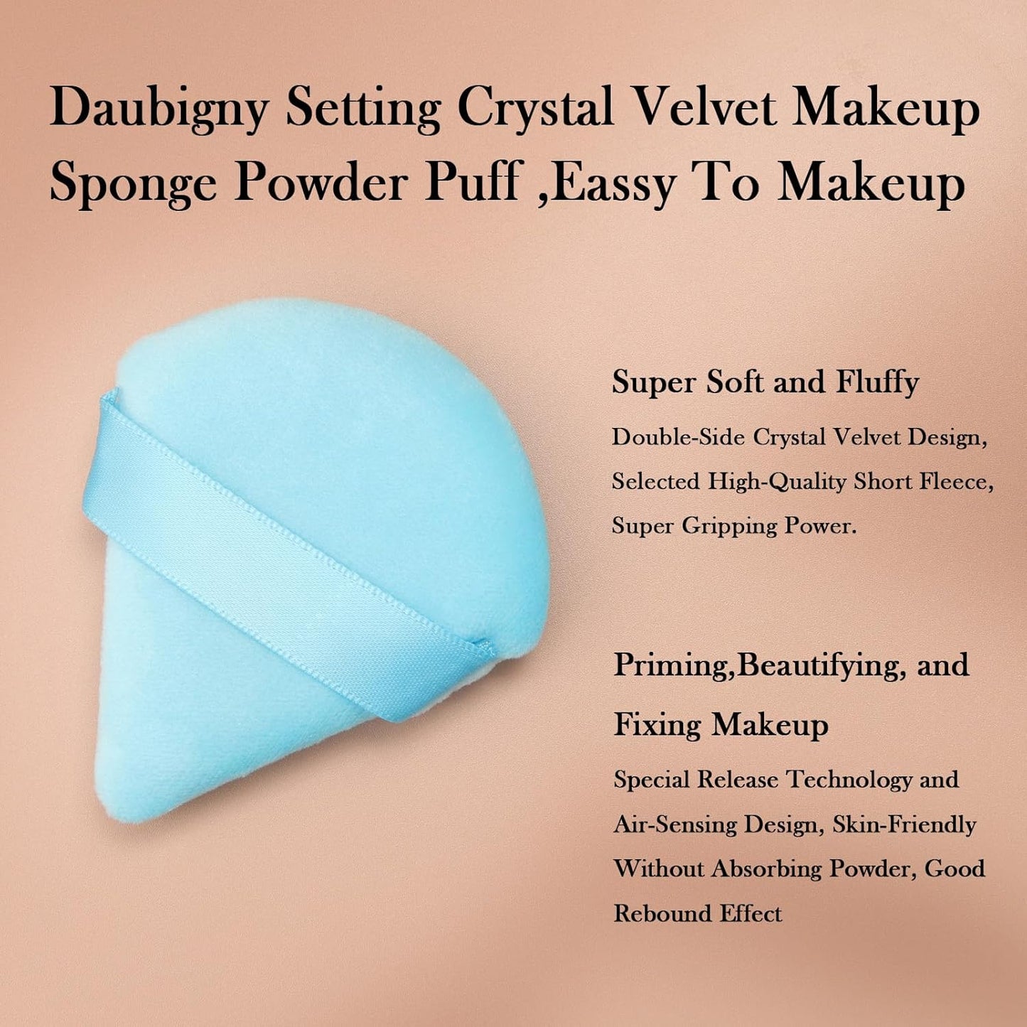 Powder Puff 6 PCS Makeup Puff Face Soft Triangle Powder Puffs for Loose Powder Mineral Powder Body Powder Velour Cosmetic Foundation Sponges Blender Beauty Makeup Tools(Blue)