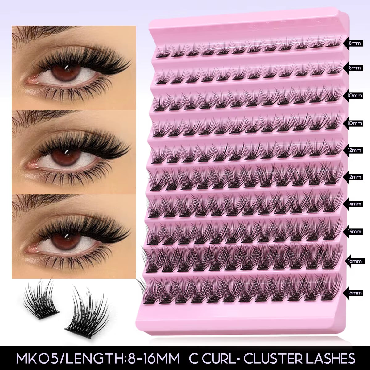 DIY Lash Extension Kit Lash Clusters with Waterproof Strong Hold Lash Bond and Seal and Eyelash Tweezers Lash Cluster