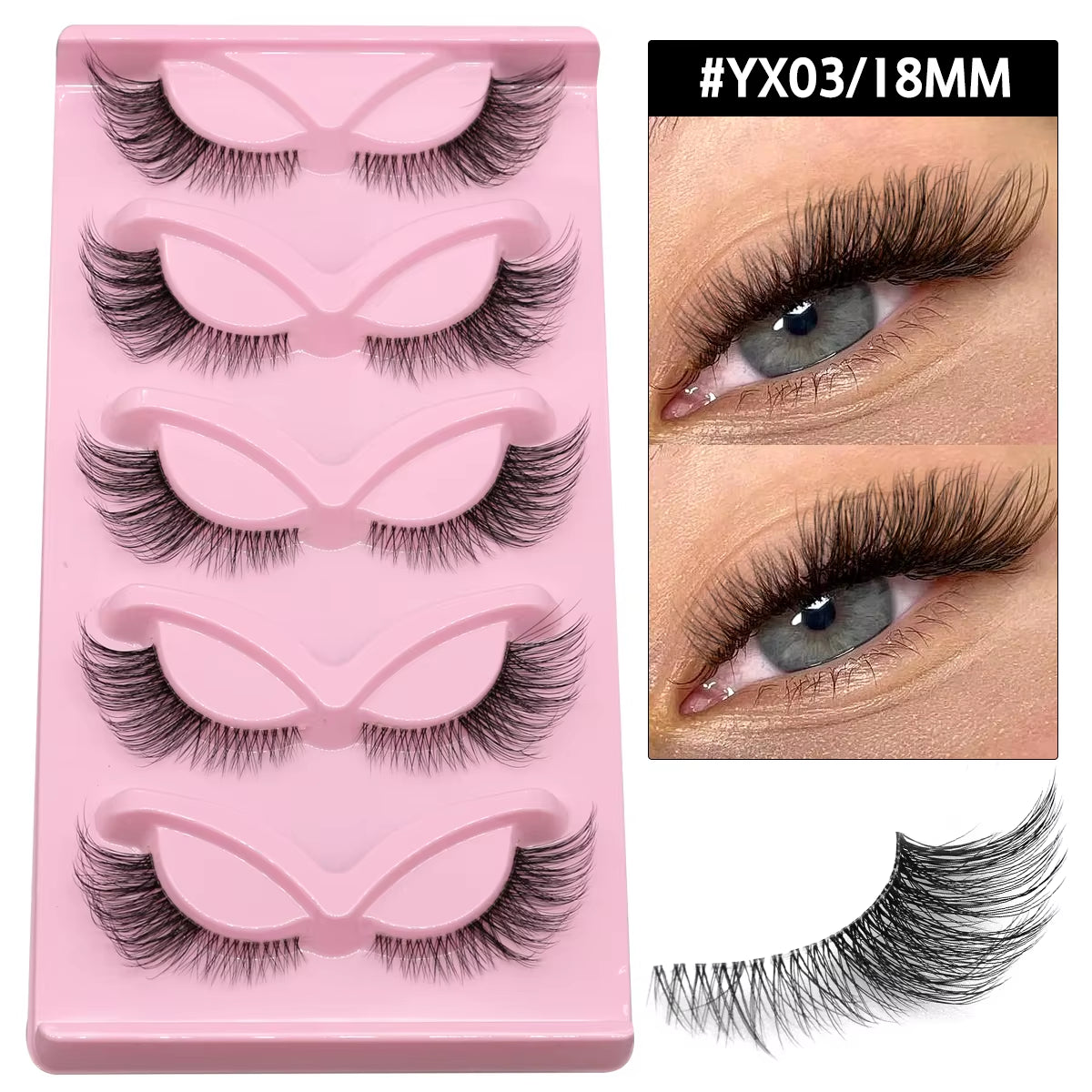 5 Pairs Cat Eye Eyelashes Fox Eye False Eyelashes Faux Mink Lashes Natural Look Eyelashes Lash Extension Makeup