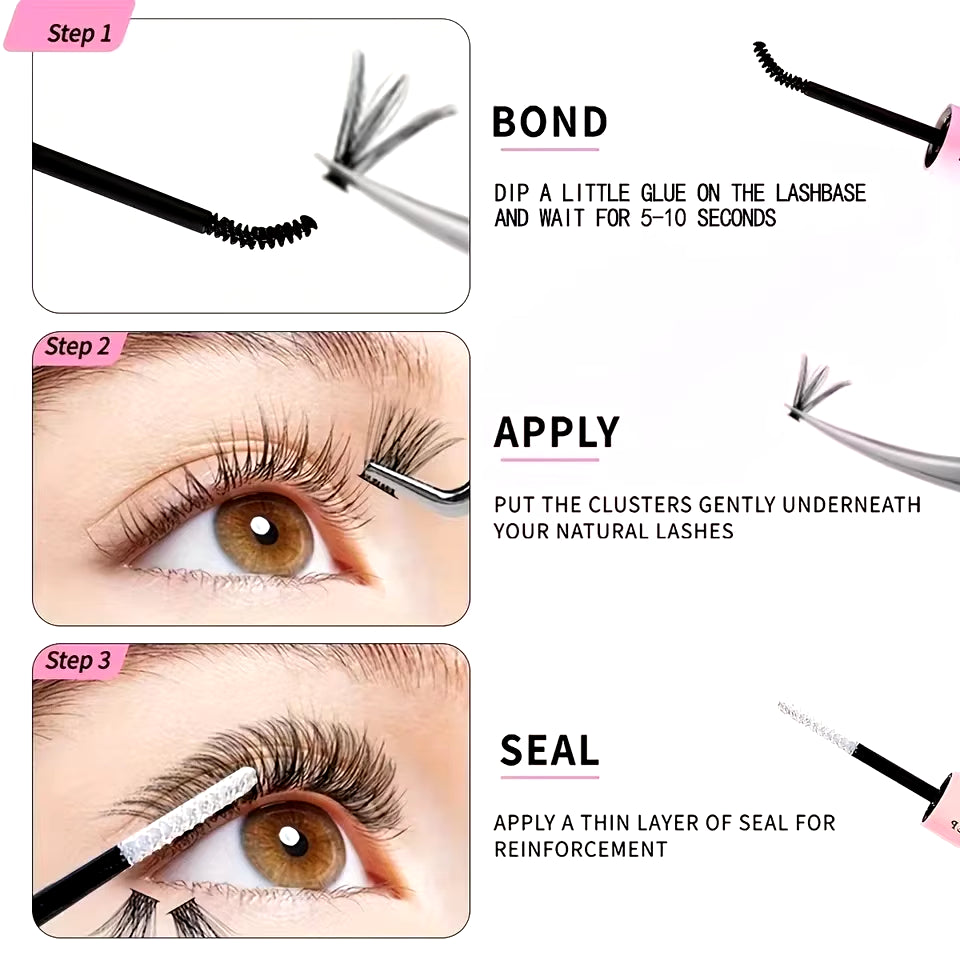 Lash Bond and Seal for Cluster Lash Glue 2In1 Glue Lasting Waterproof Clear Coating Raincoat Strong Tasteless DIY10 ML Glue