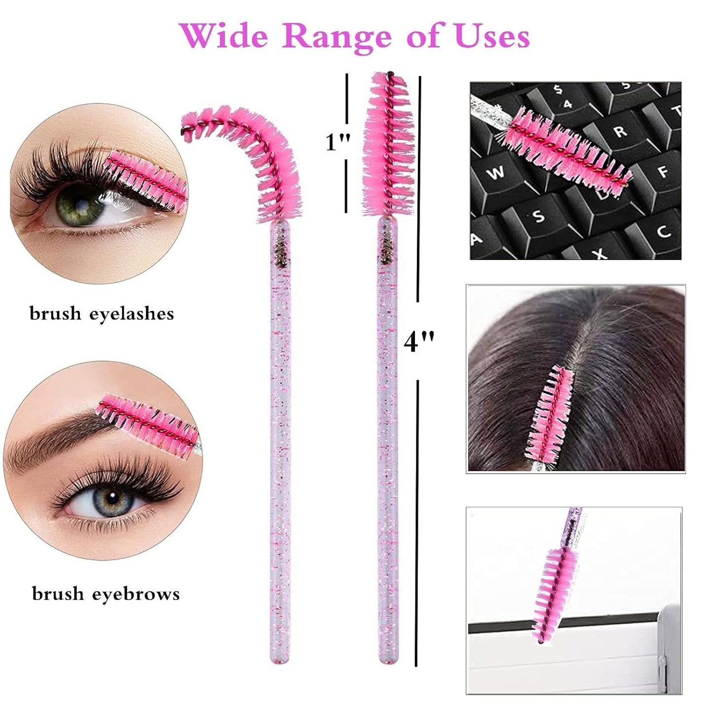 Eyelash Cleaning Kit, USB Mini Portable Lash Fan with 50 Lash Shampoo Brush 3 Nose Blackhead Facial Cleaning Brush 1 Plastic Wash Bottle for Eyelash Extension Supplies, Rose