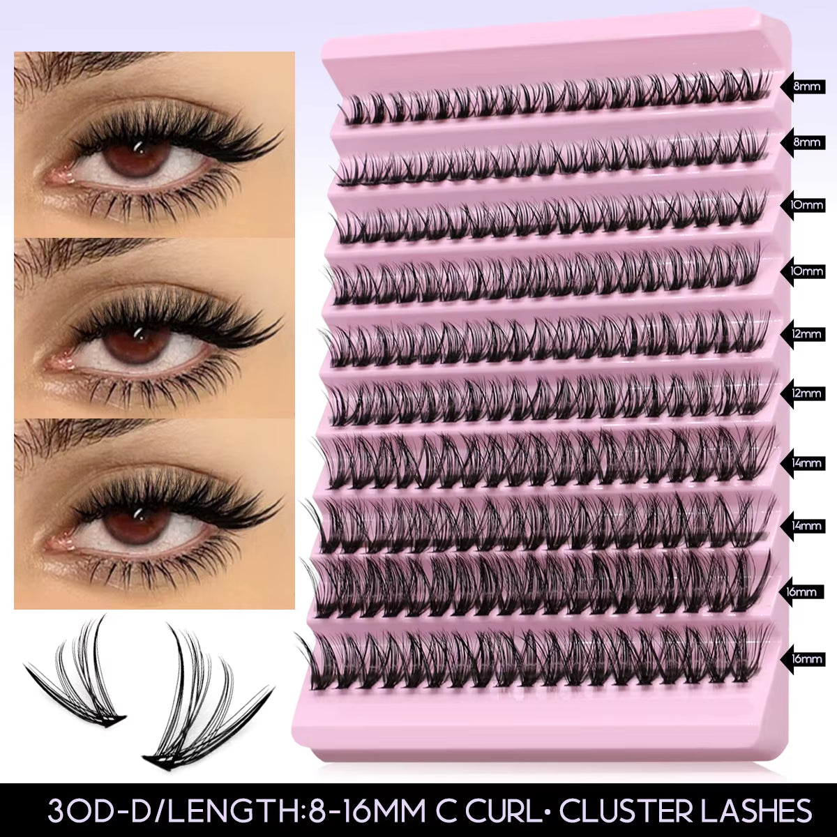 DIY Lash Extension Kit Lash Clusters with Waterproof Strong Hold Lash Bond and Seal and Eyelash Tweezers Lash Cluster