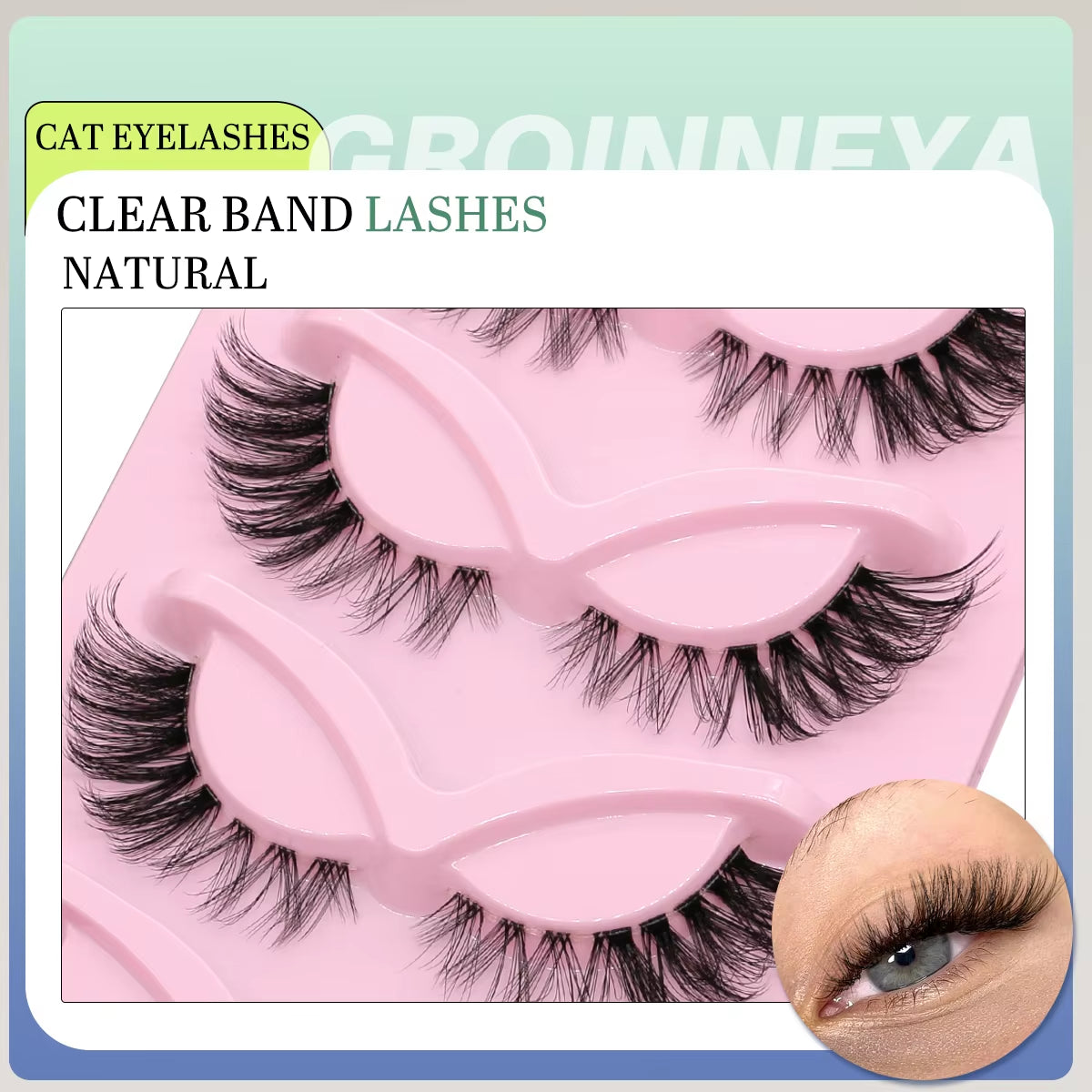 5 Pairs Cat Eye Eyelashes Fox Eye False Eyelashes Faux Mink Lashes Natural Look Eyelashes Lash Extension Makeup