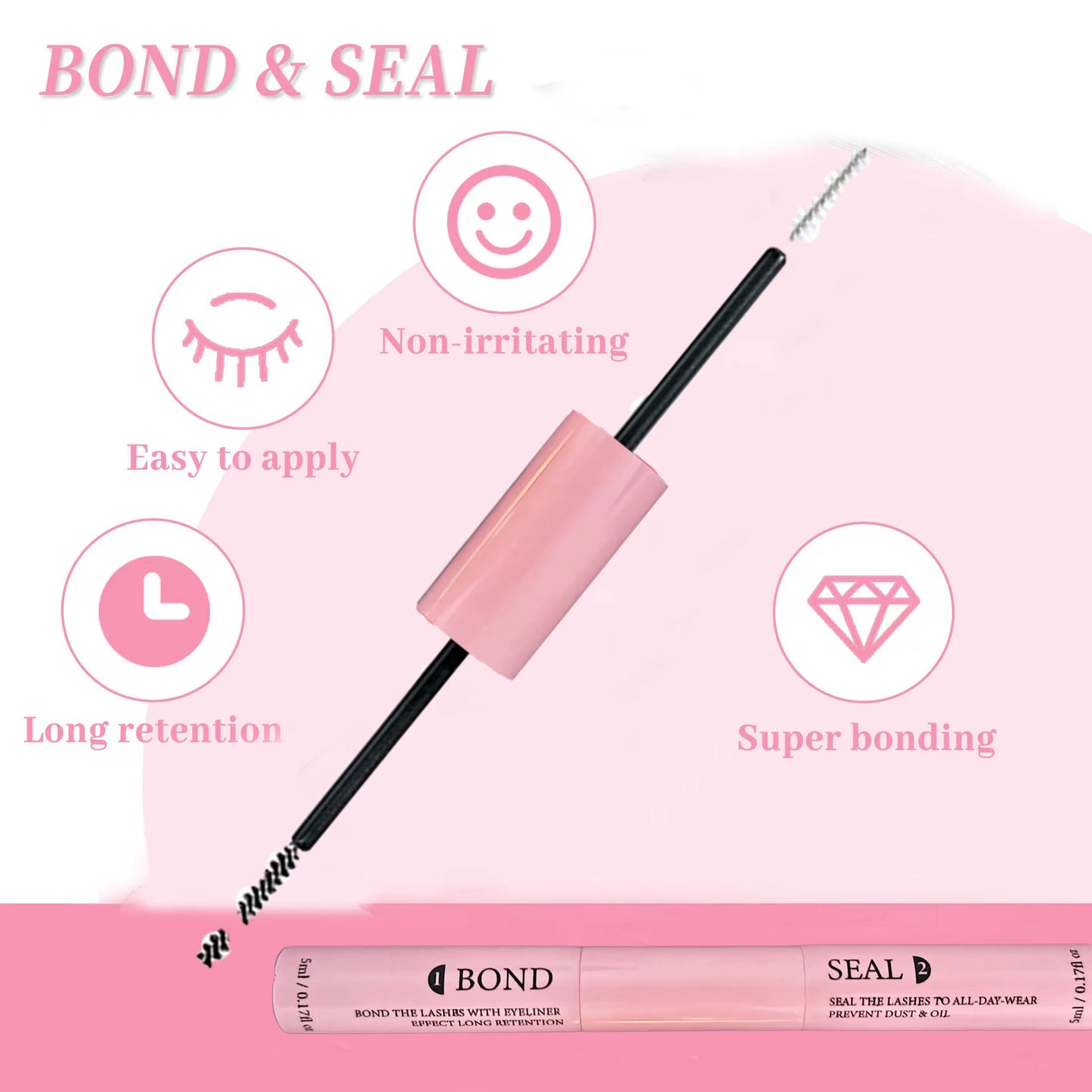 Lash Bond and Seal for Cluster Lash Glue 2In1 Glue Lasting Waterproof Clear Coating Raincoat Strong Tasteless DIY10 ML Glue