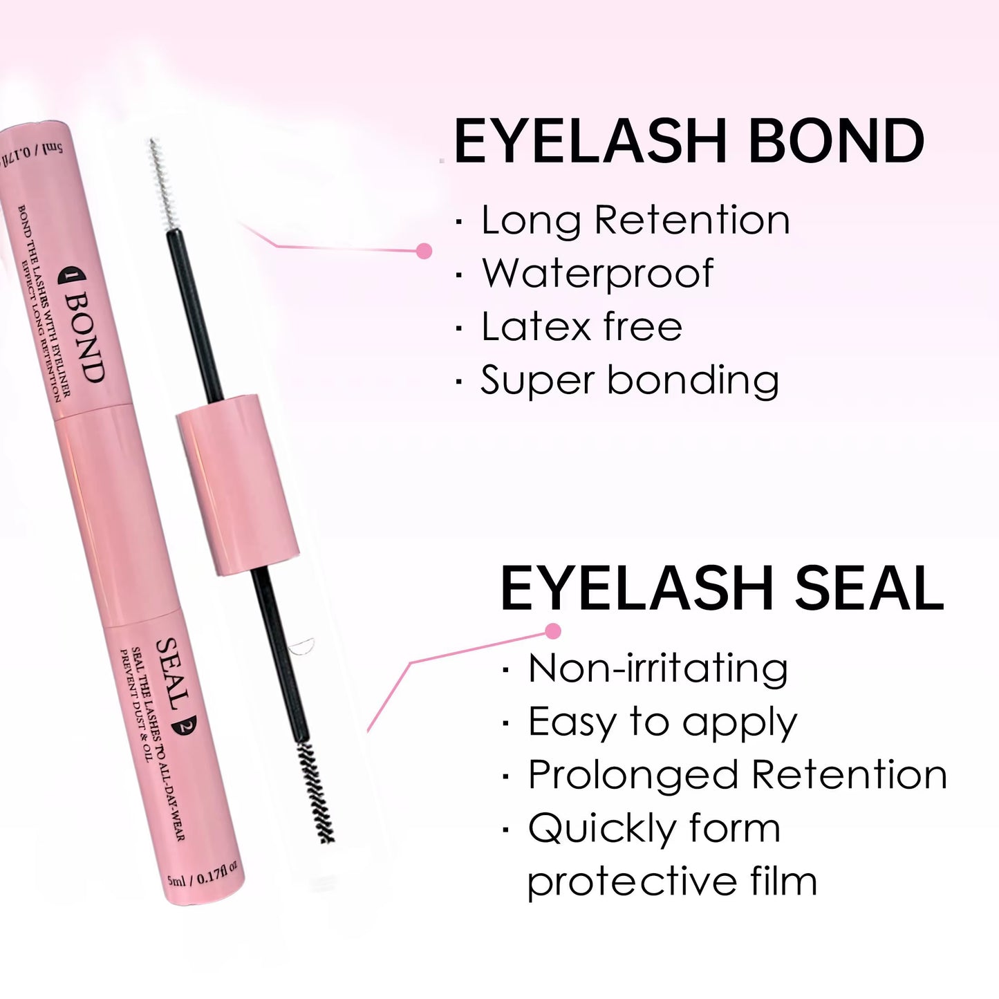 Lash Bond and Seal for Cluster Lash Glue 2In1 Glue Lasting Waterproof Clear Coating Raincoat Strong Tasteless DIY10 ML Glue