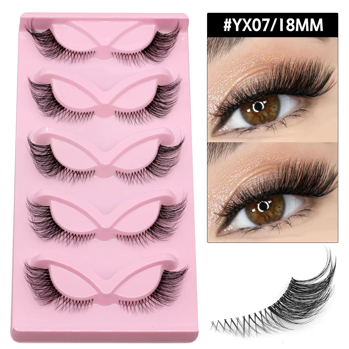 5 Pairs Cat Eye Eyelashes Fox Eye False Eyelashes Faux Mink Lashes Natural Look Eyelashes Lash Extension Makeup