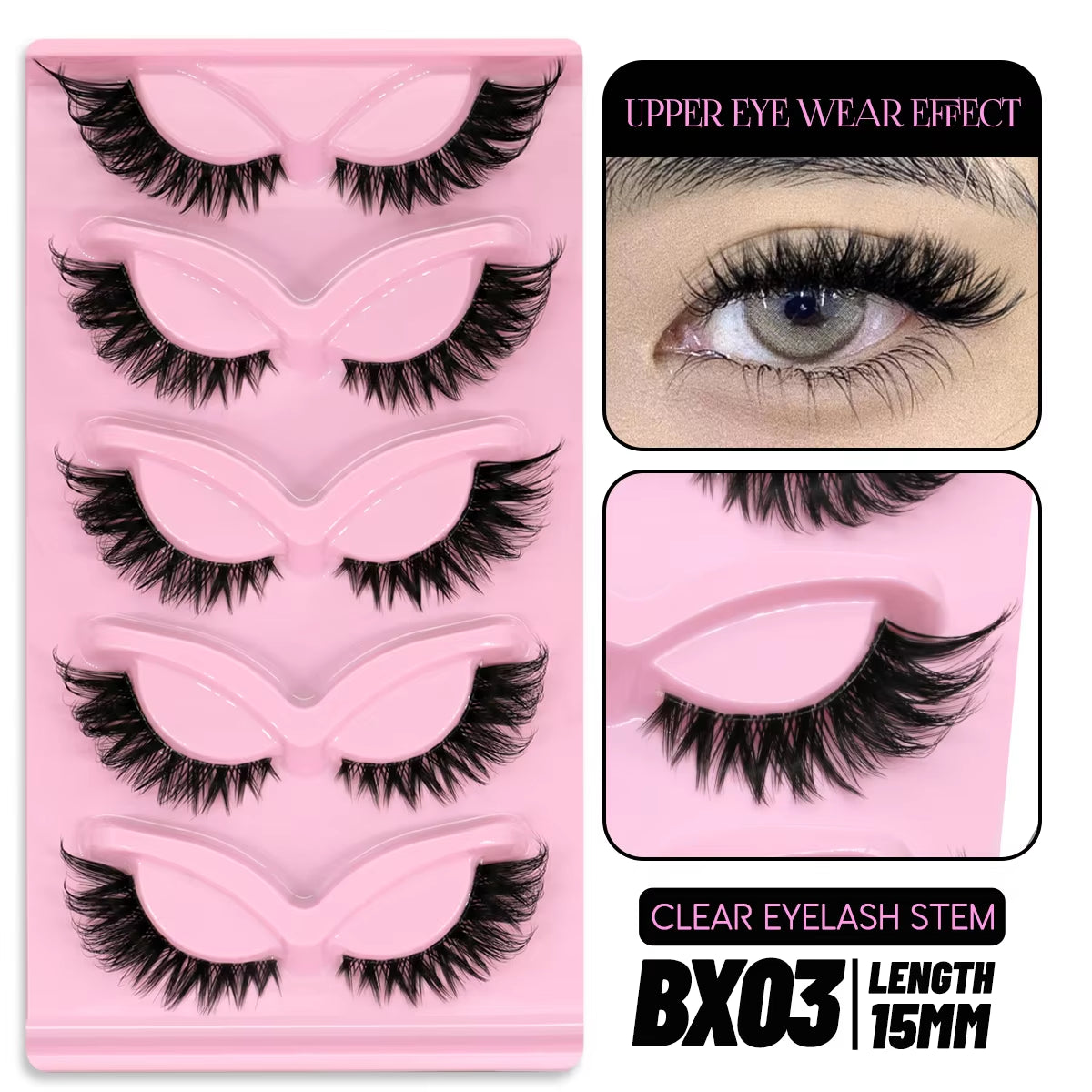 5 Pairs Cat Eye Eyelashes Fox Eye False Eyelashes Faux Mink Lashes Natural Look Eyelashes Lash Extension Makeup