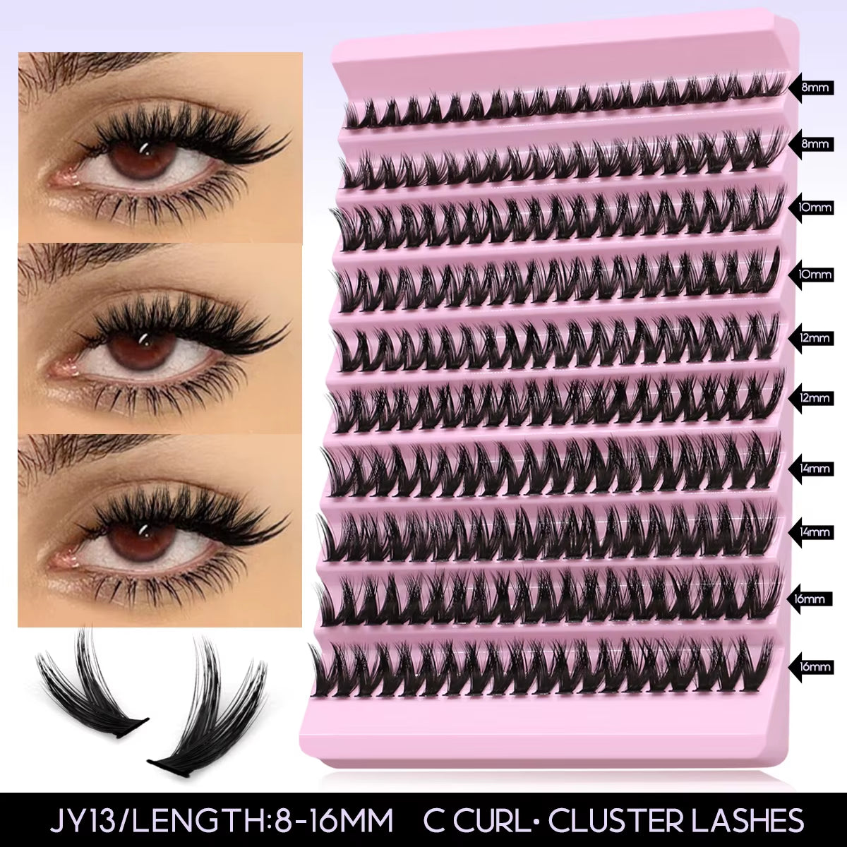DIY Lash Extension Kit Lash Clusters with Waterproof Strong Hold Lash Bond and Seal and Eyelash Tweezers Lash Cluster