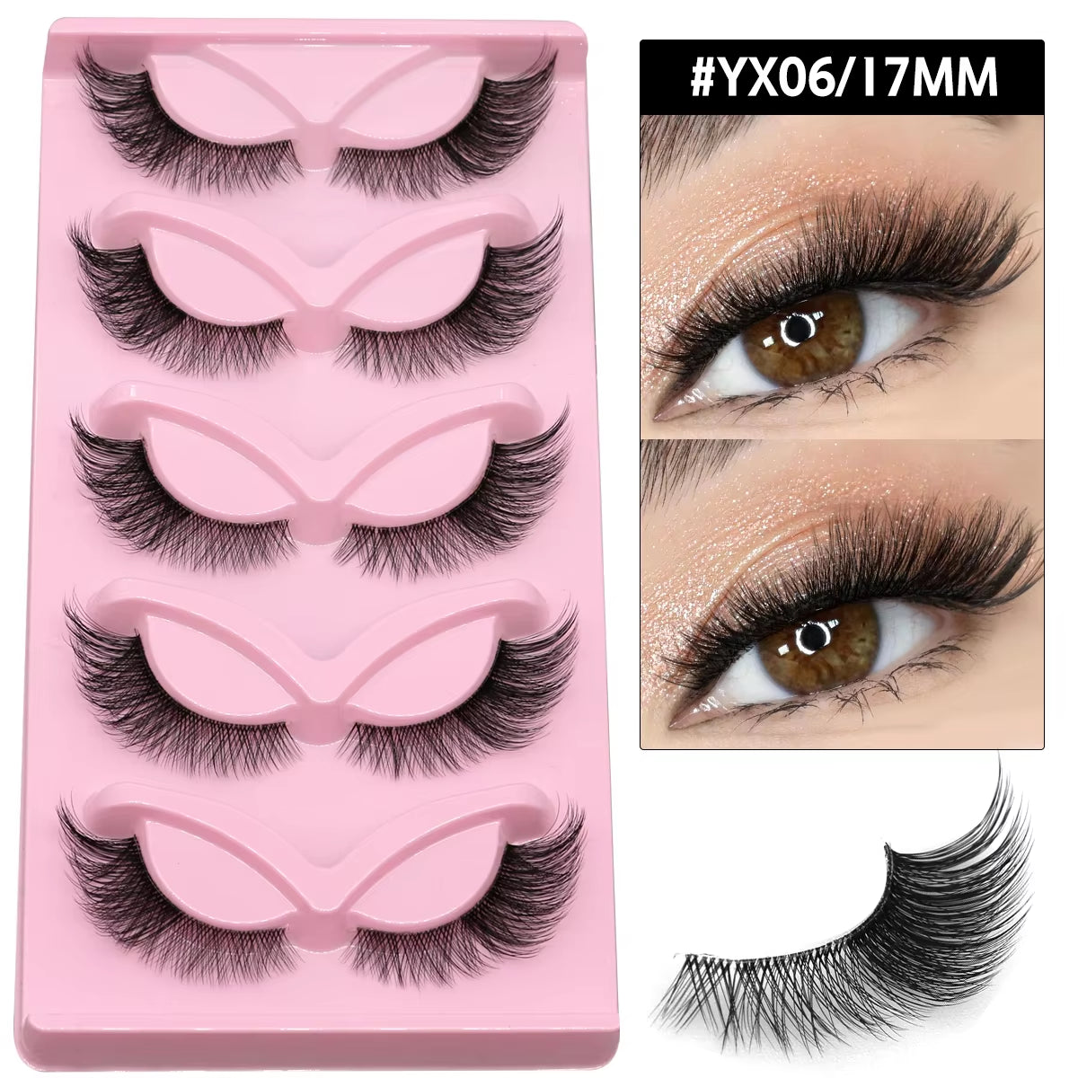5 Pairs Cat Eye Eyelashes Fox Eye False Eyelashes Faux Mink Lashes Natural Look Eyelashes Lash Extension Makeup