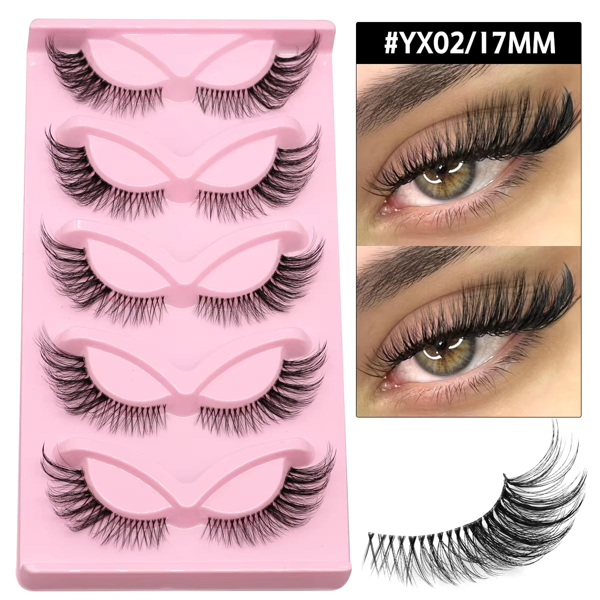 5 Pairs Cat Eye Eyelashes Fox Eye False Eyelashes Faux Mink Lashes Natural Look Eyelashes Lash Extension Makeup