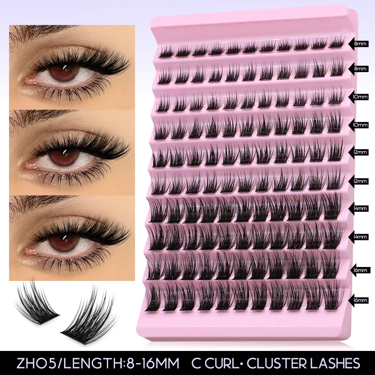 DIY Lash Extension Kit Lash Clusters with Waterproof Strong Hold Lash Bond and Seal and Eyelash Tweezers Lash Cluster