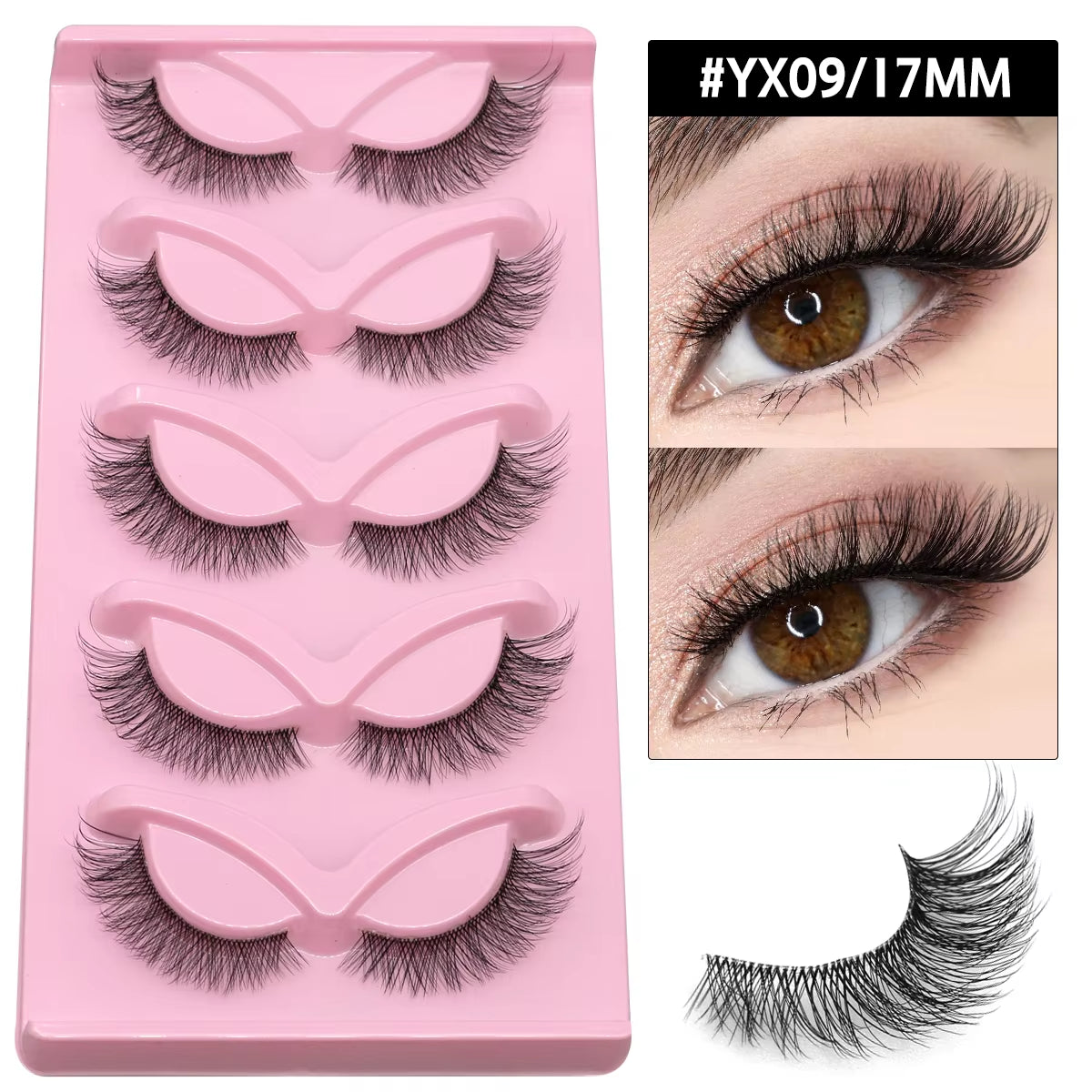 5 Pairs Cat Eye Eyelashes Fox Eye False Eyelashes Faux Mink Lashes Natural Look Eyelashes Lash Extension Makeup