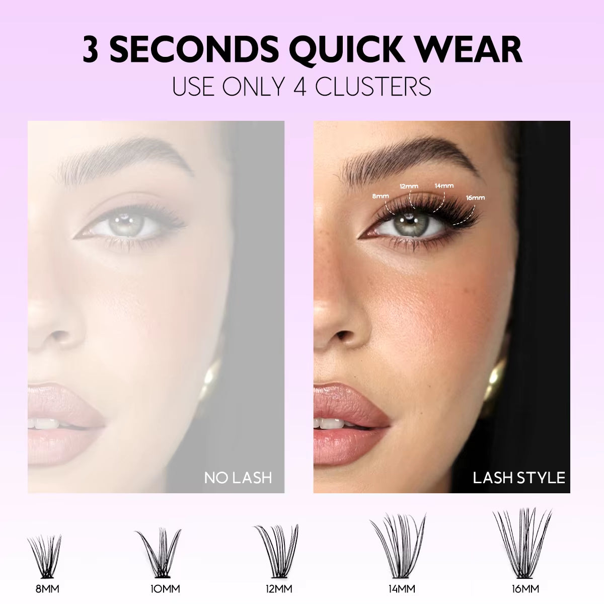 DIY Lash Extension Kit Volume Lash Clusters Individual Lashes Thick Eyelash Extension Lash Bond & Seal & Lash Tweezers