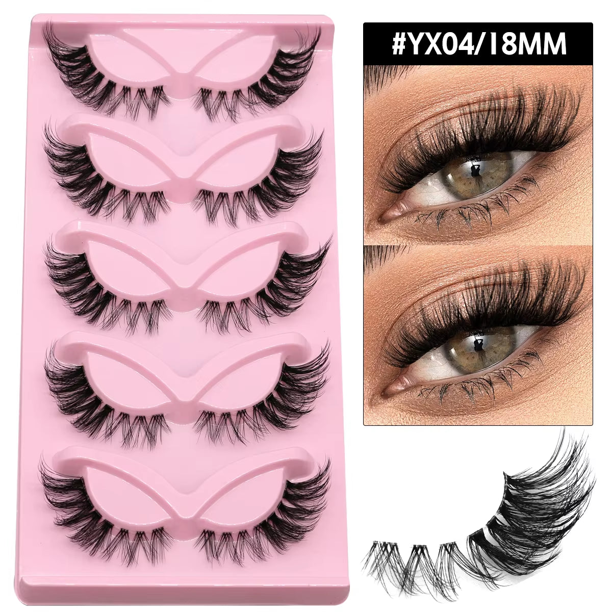 5 Pairs Cat Eye Eyelashes Fox Eye False Eyelashes Faux Mink Lashes Natural Look Eyelashes Lash Extension Makeup