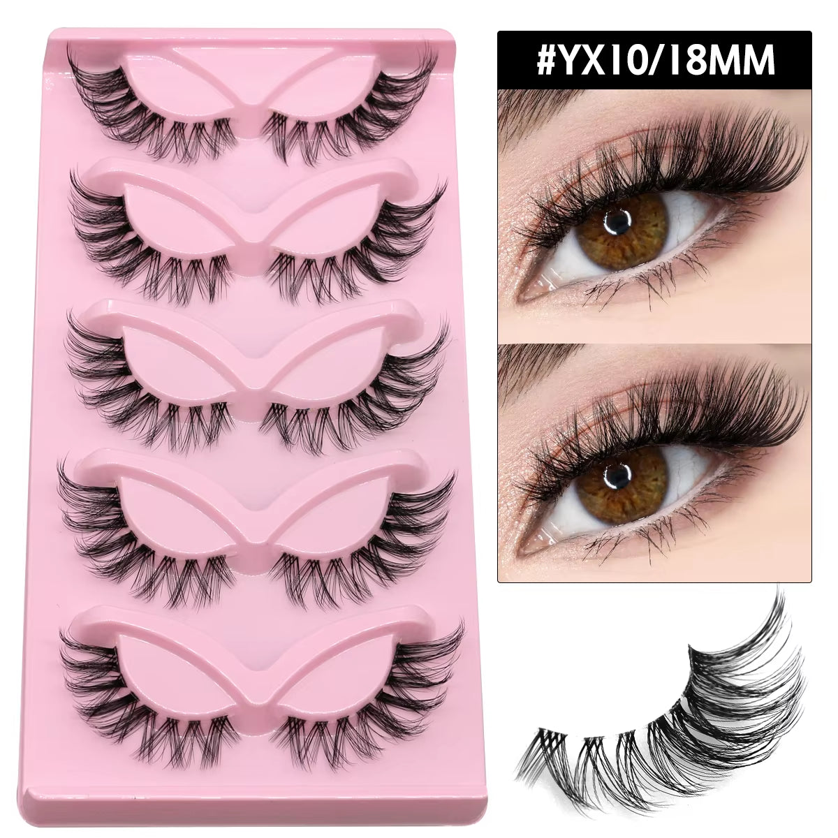 5 Pairs Cat Eye Eyelashes Fox Eye False Eyelashes Faux Mink Lashes Natural Look Eyelashes Lash Extension Makeup
