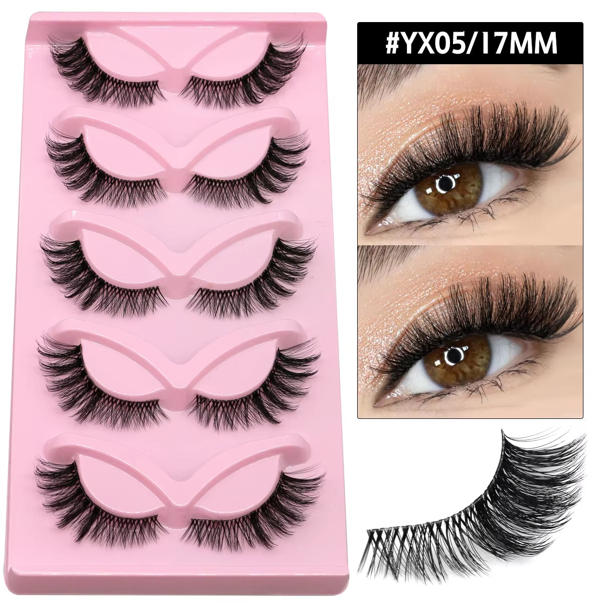 5 Pairs Cat Eye Eyelashes Fox Eye False Eyelashes Faux Mink Lashes Natural Look Eyelashes Lash Extension Makeup