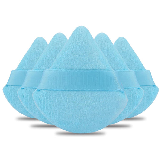 Powder Puff  6 PCS Makeup Puff Face Soft Triangle Powder Puffs for Loose Powder Mineral Powder Body Powder Velour Cosmetic Foundation Sponges Blender Beauty Makeup Tools(Blue)