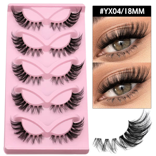5 Pairs Cat Eye Eyelashes Fox Eye False Eyelashes Faux Mink Lashes Natural Look Eyelashes Lash Extension Makeup